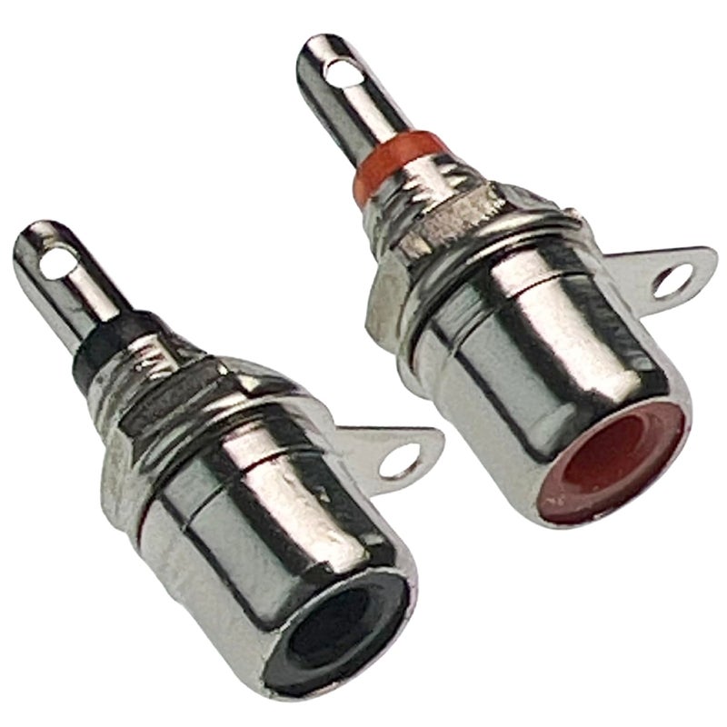 CESS RCA Socket Connector Chassis/Panel Mount, Red and Black, 5 Pairs, Solder Type, Nickel-Plated, with Nuts for Mounting - Image 1